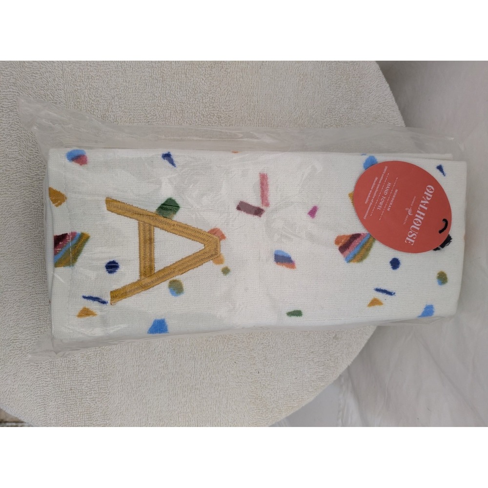 Opalhouse Monogram Hand Towels Set of 6 Letter A Cotton Confetti Print NWT